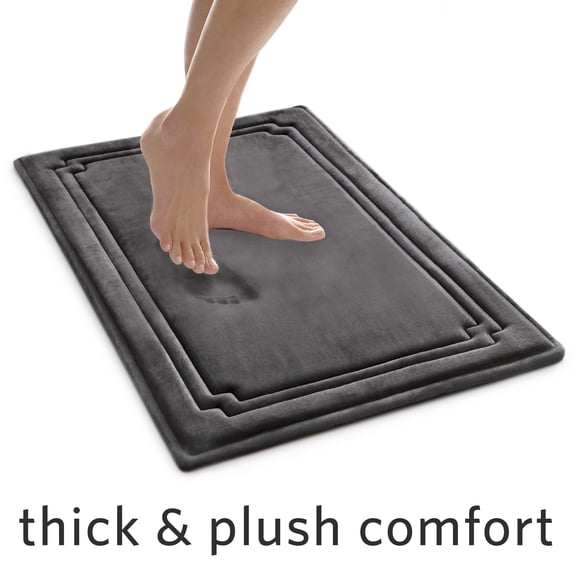 Better Homes & Gardens Thick & Plush Bath Rug, Dark Grey, Charcoal Infused Memory Foam, 21x34"
