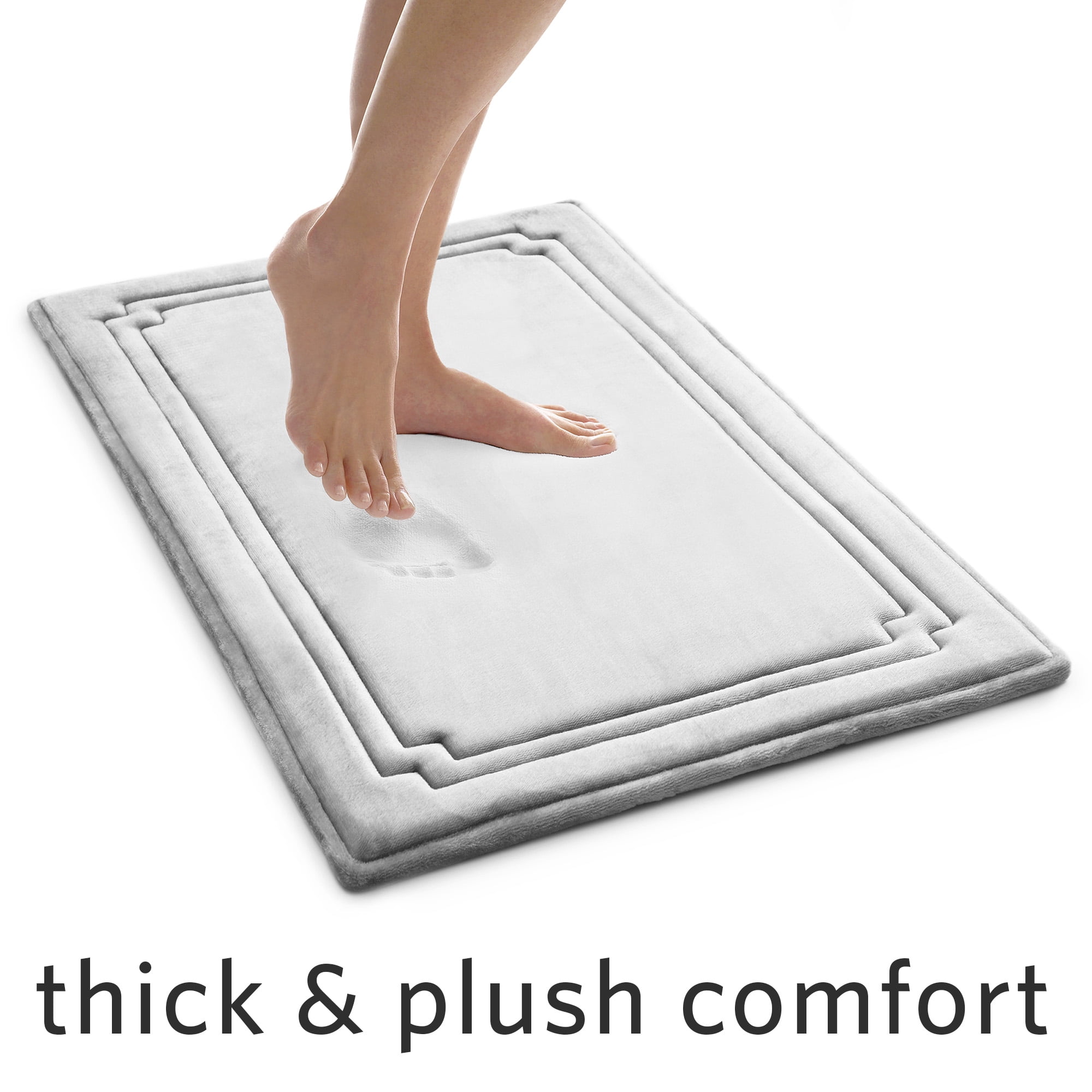 Better Homes Gardens Thick Plush Bath Rug Light Grey Charcoal Infused Memory Foam 21x34 Walmart