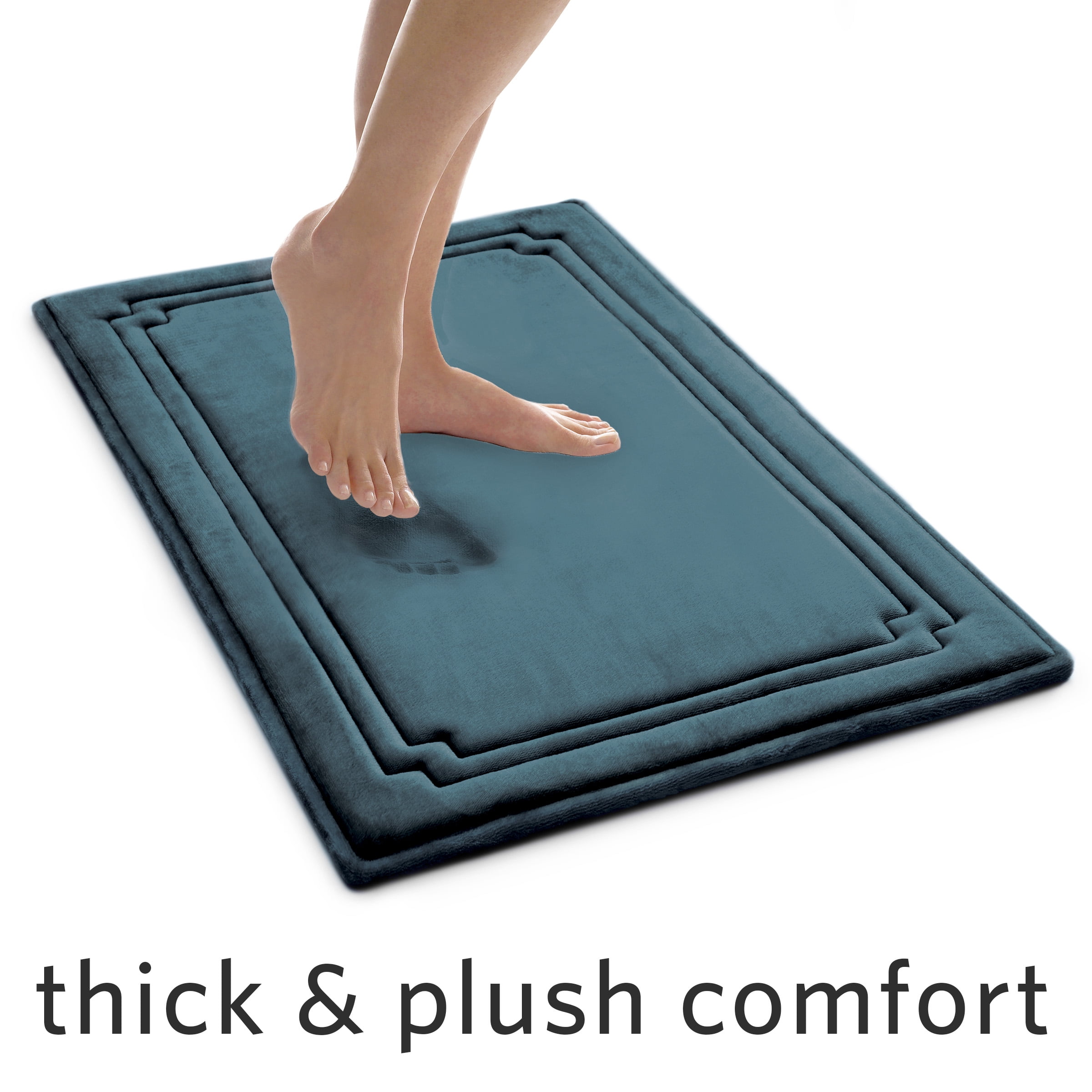 Better Homes & Gardens Thick & Plush Bath Rug, Teal, Charcoal Infused