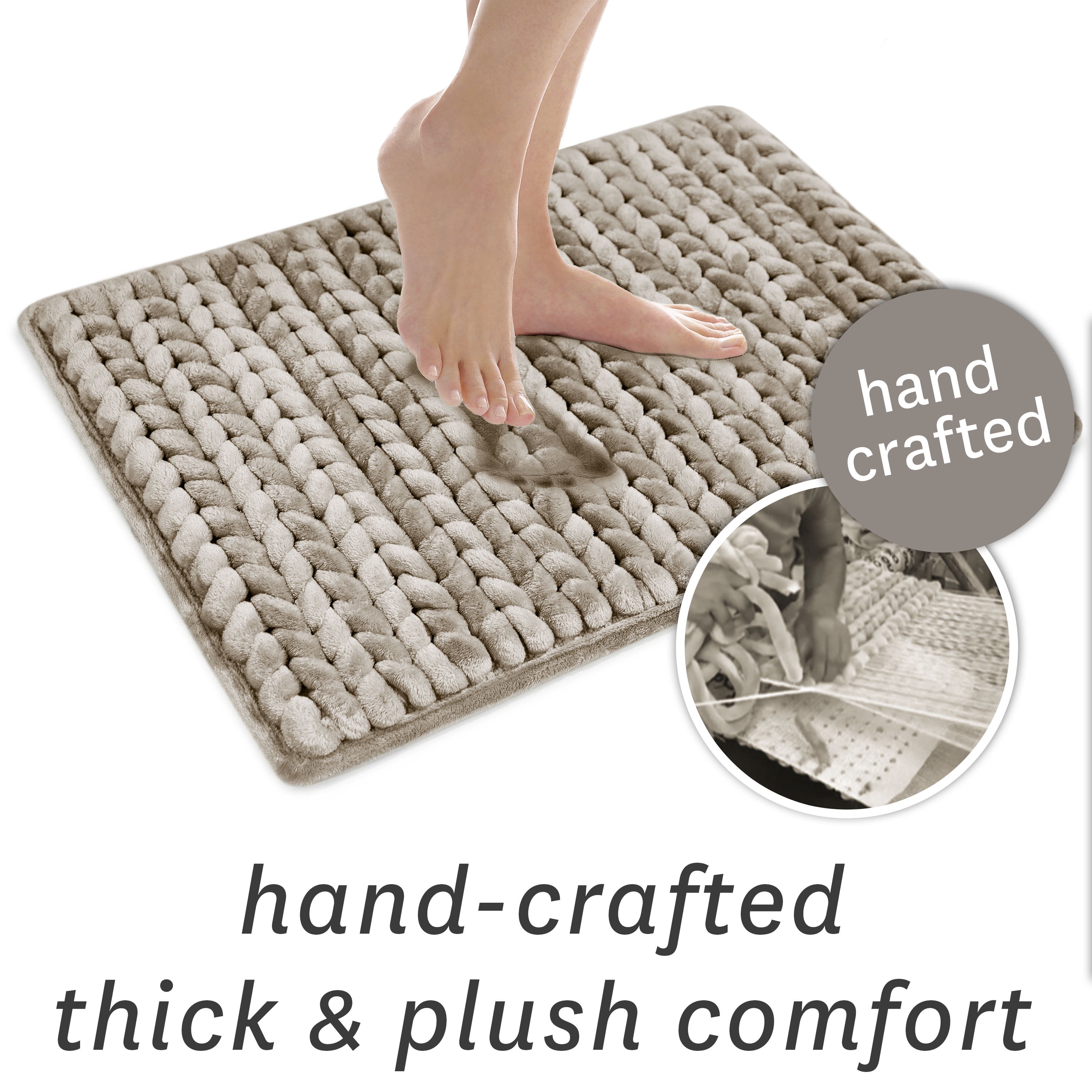 Better Homes & Gardens Thick & Plush Braided Bath Rug, Navy, Charcoal