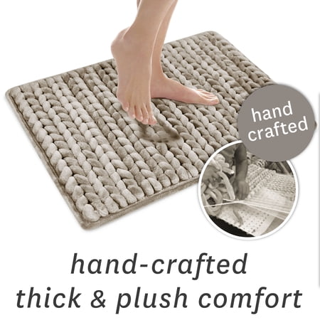 Better Homes & Gardens Thick & Plush Braided Bath Rug, Navy, Charcoal Infused Memory Foam, 17x24"