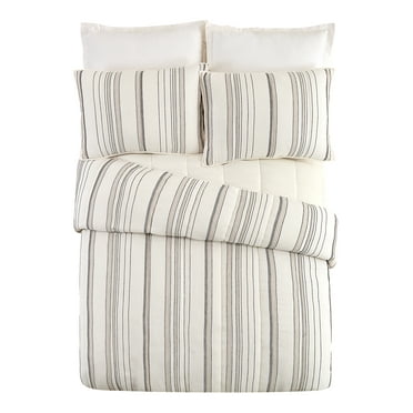Better Homes & Gardens Ticking Stripe Cotton Quilt, Off-White, Full/Queen, All Ages