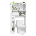 thumbnail image 1 of Bifanuo Over The Toilet Storage Cabinet, Farmhouse Over Toilet Storage Shelf with Sliding Door & Toilet Paper Holder Stand, Space-Saving Toilet Rack, Bathroom, Restroom, White, 1 of 6