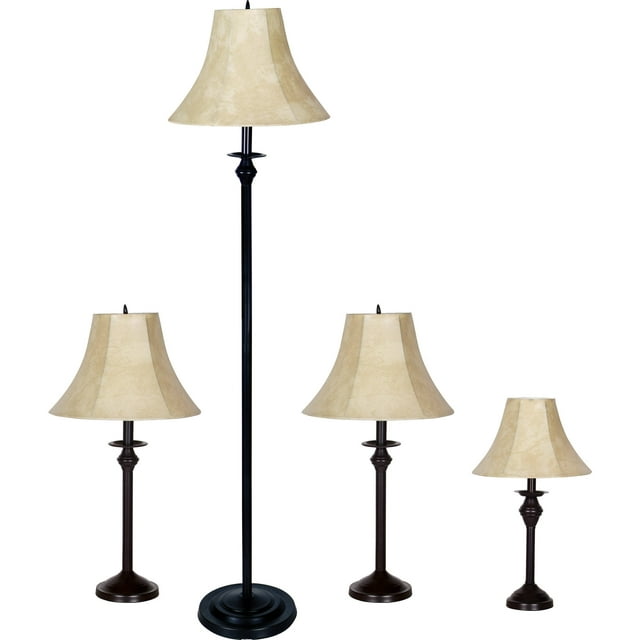 Better Homes & Gardens Traditional 4-Piece Table and Floor Lamp Set, Bronze