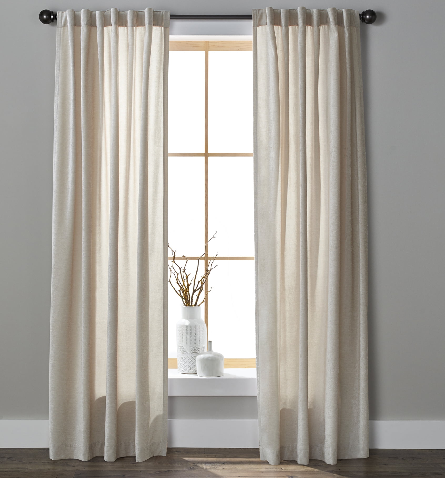 Better Homes & Gardens Light Filtering Chenille Curtain Panel, 1-Piece, Papyrus Beige, 54" W x 63" L