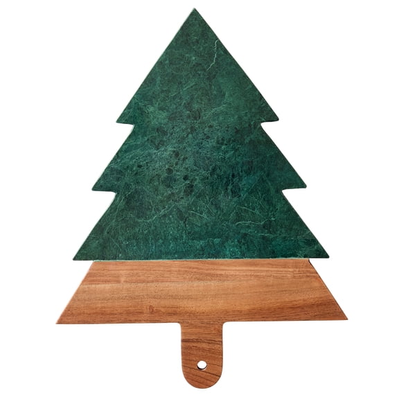 Better Homes & Gardens Tree Serving Board with Green Marble & Acacia Wood