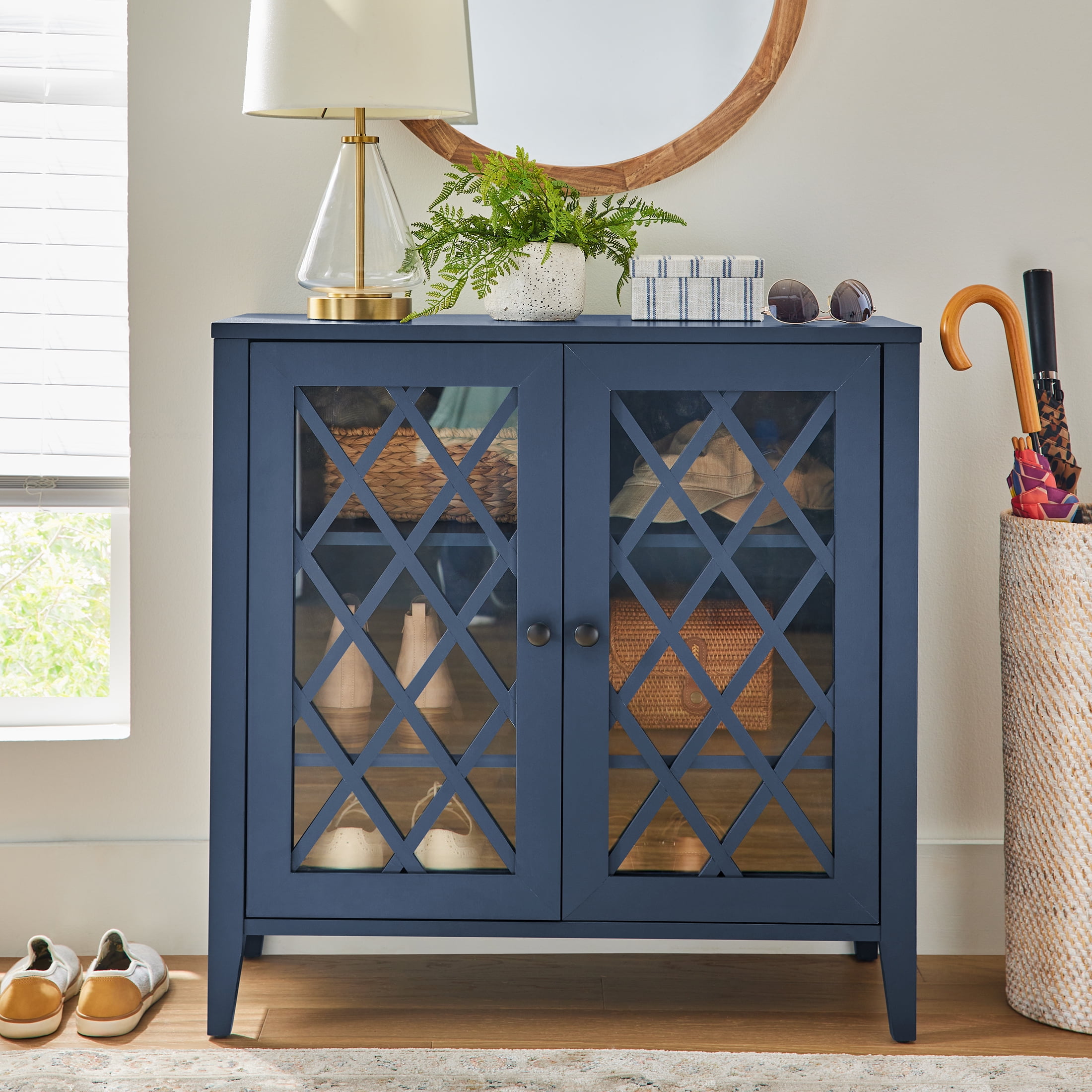 Brandclub better homes gardens trellis accent cabinet with glass
