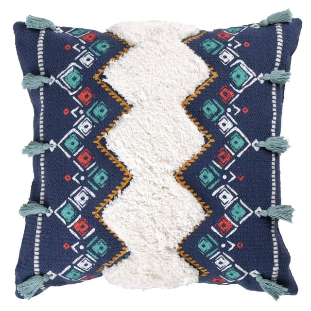 Better Homes & Gardens Tribal Tassels Decorative Throw Pillow, 17" x 17