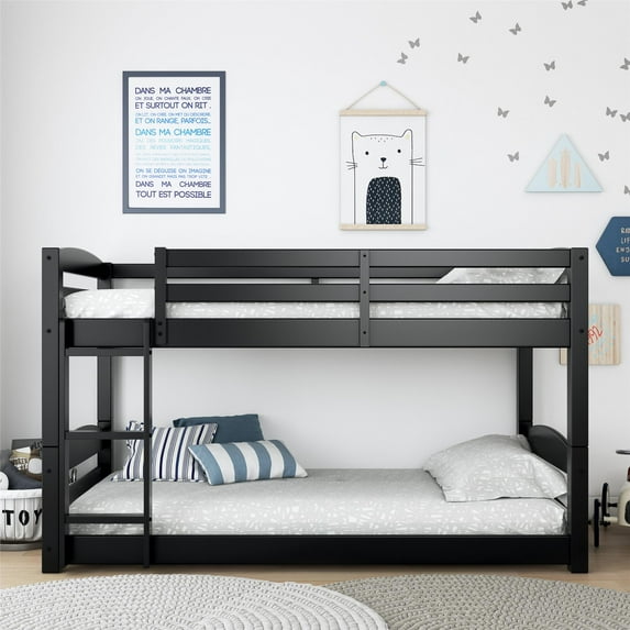 Better Homes & Gardens Tristan Twin-over-Twin Convertible Floor Bunk Bed, Black