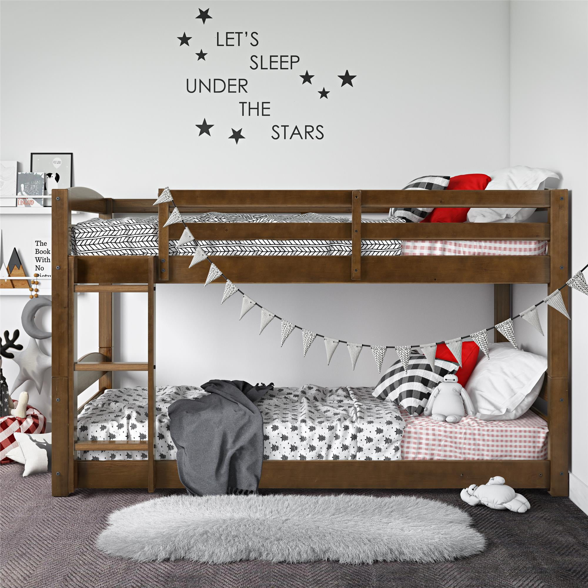 Better Homes & Gardens Tristan TwinoverTwin Convertible Floor Bunk Bed, Mocha