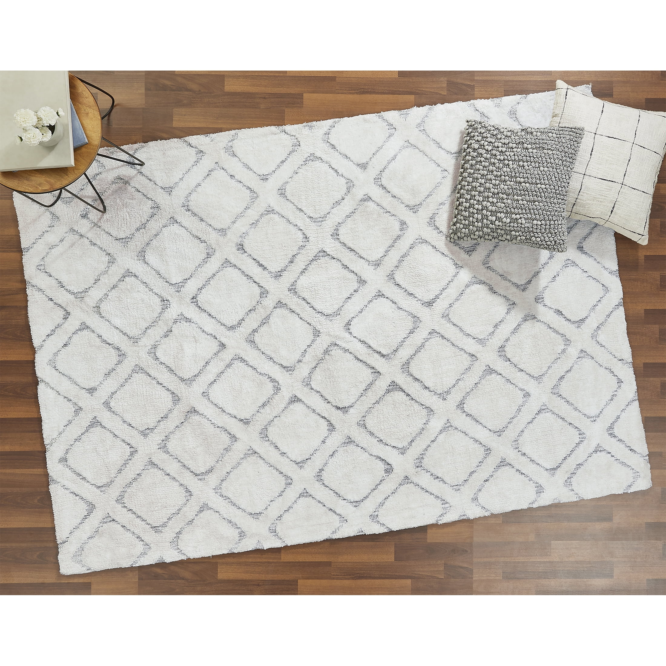 Better Homes & Gardens Tufted Diamond Indoor Area Rug, Ivory, High-Low Pile, 5' x 7'
