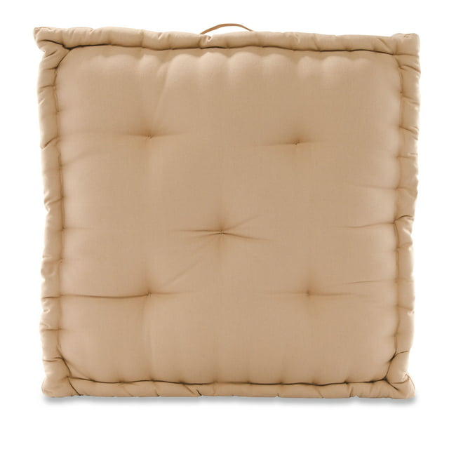 Better Homes & Gardens Tufted Square Floor Cushion, Size 24" x 24", Vanilla Bean