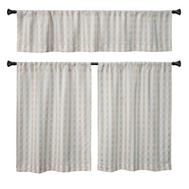 Better Homes & Gardens Tula 3Piece Waffle Woven Kitchen Curtain Set