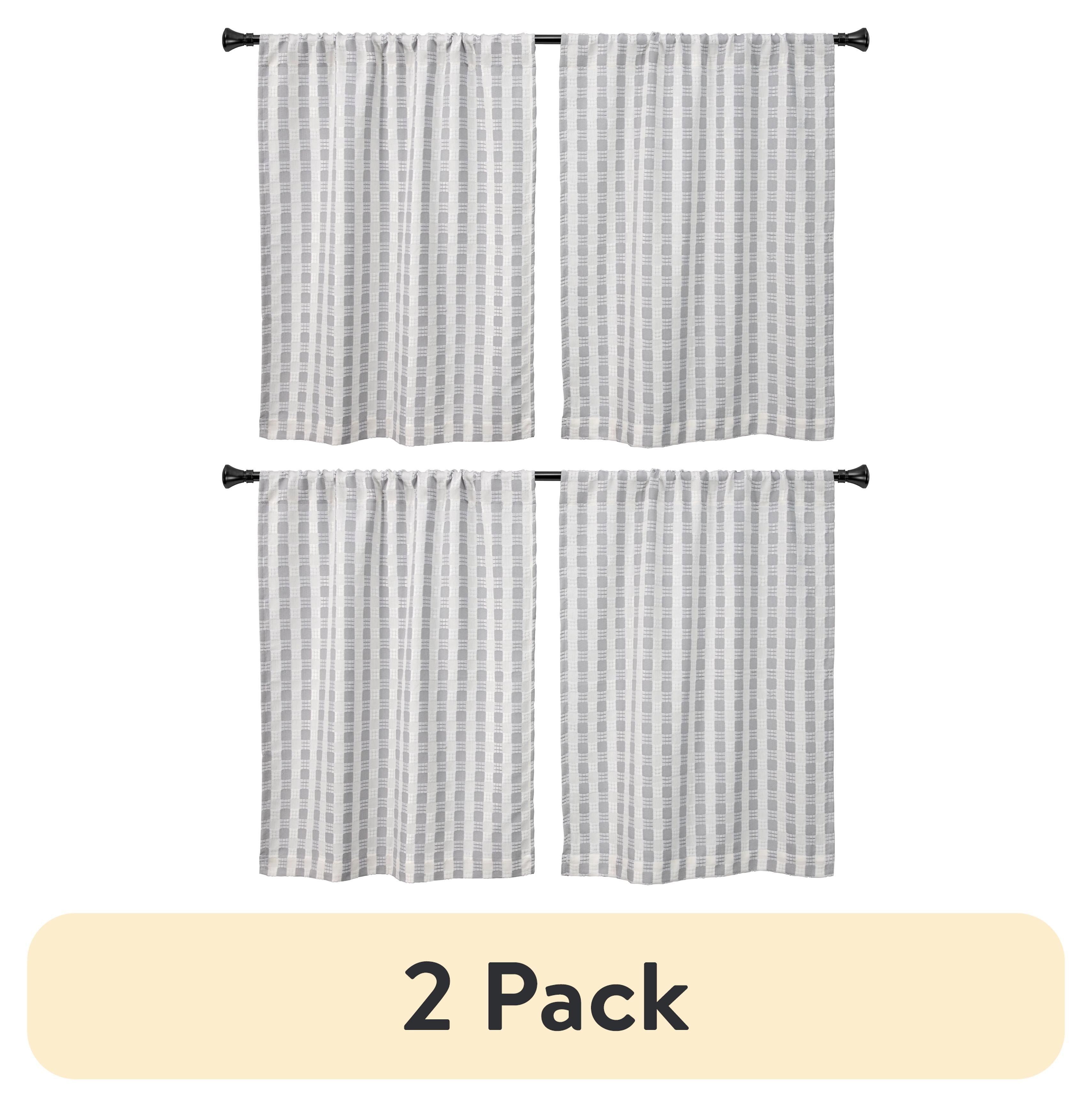 GLORY RUGS 3-Piece Kitchen Curtain Set - Gray White Valance & 2 Tiers, 100% Polyester - View #14