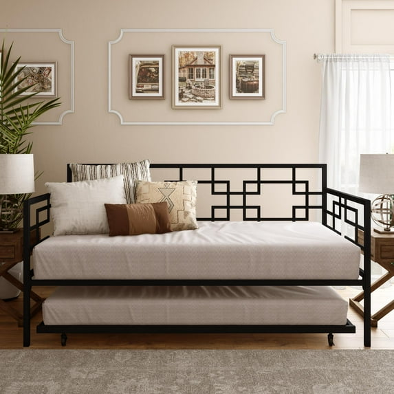 Better Homes & Gardens Metal Twin Daybed with Twin Trundle, Black