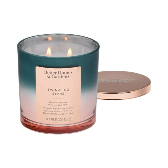 Better Homes & Gardens Twinkling Stars Scented 2-Wick Metallic Ombre Jar Candle 12oz