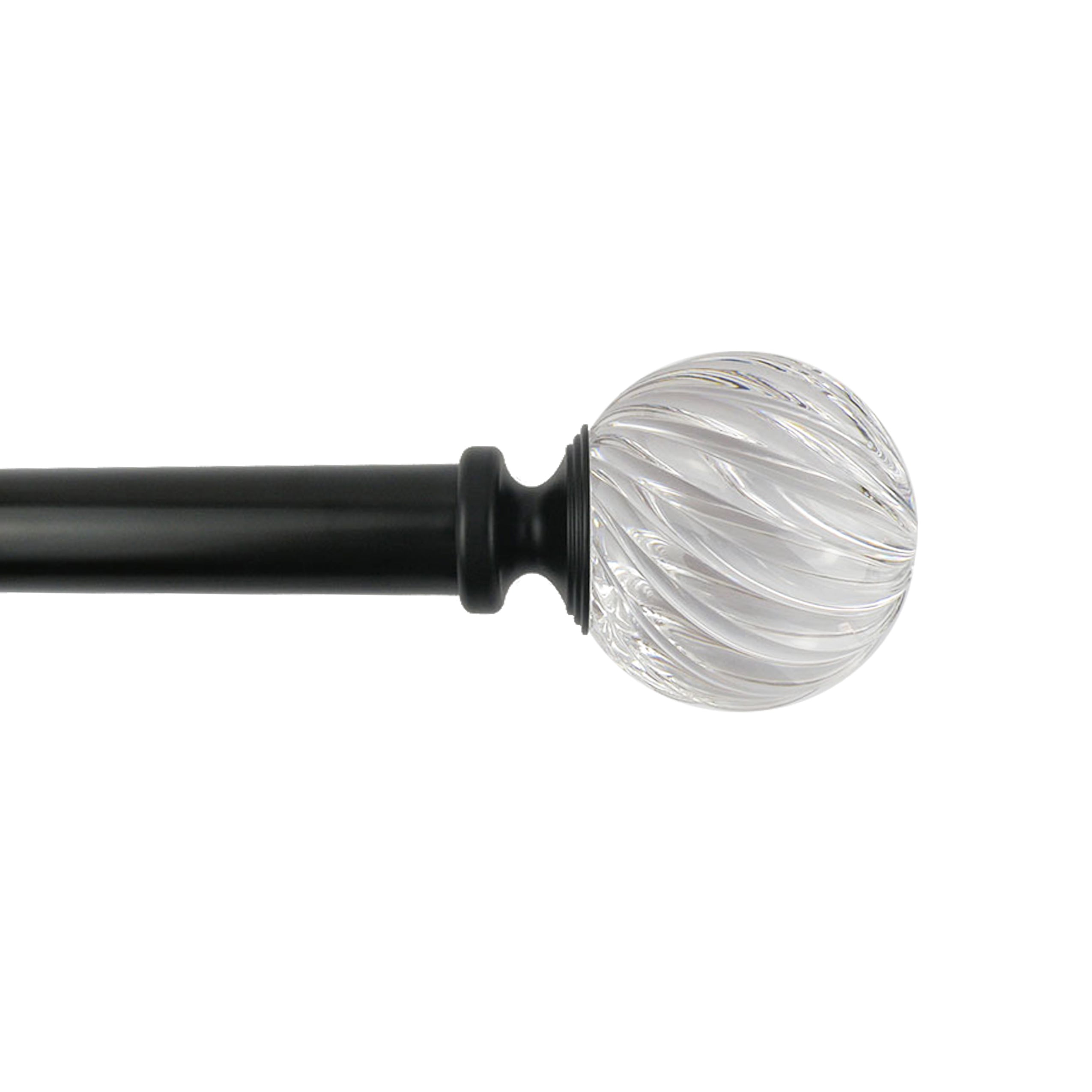 Better Homes & Gardens 1 in Adjustable Curtain Rod, 42-120 in, Clear Twisted Sphere Finials, Matte Black