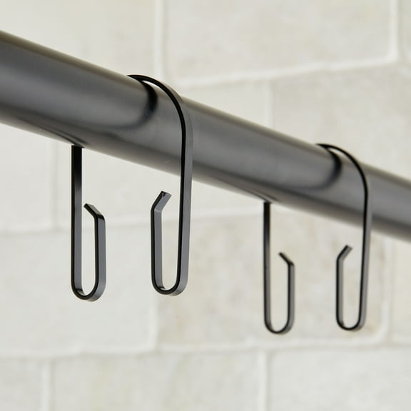 Better Homes & Gardens U-Shape Rustproof Stainless Steel Double Shower Hooks, Matte Black, Set of 12