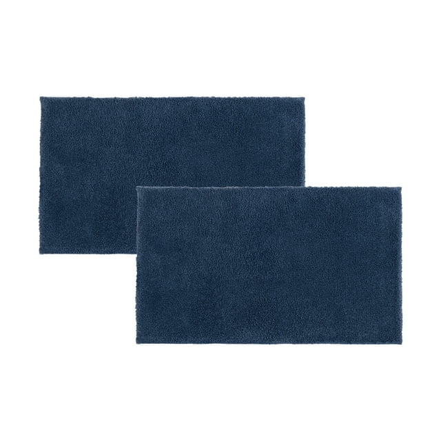 Better Homes & Gardens Ultra Soft Polyester 2 Piece Bath Rug Set , 20" x 34" and 20" x 34", Blue Admiral