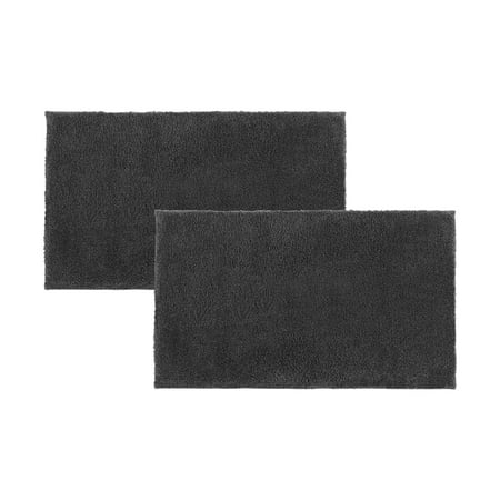 Better Homes & Gardens Ultra Soft Polyester 2 Piece Bath Rug Set , 20" x 34" and 20" x 34", Grey Shadow