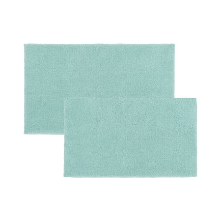 Better Homes & Gardens Ultra Soft Polyester 2 Piece Bath Rug Set , 20" x 34" and 23" x 39", Aquifer