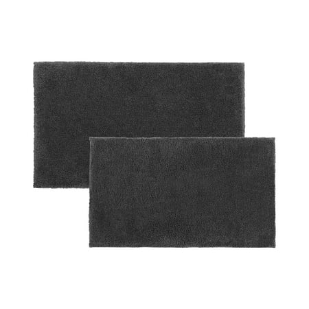 Better Homes & Gardens Ultra Soft Polyester 2 Piece Bath Rug Set , 20" x 34" and 23" x 39", Grey Shadow