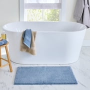 Better Homes & Gardens Ultra Soft Polyester Bath Rug, Plush Absorbent Bathroom Floor Mat, 20 x 34 Inches, Blue Silver