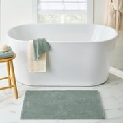 Better Homes & Gardens Ultra Soft Polyester Bath Rug, Plush Absorbent Bathroom Floor Mat with Skid-Resistant Backing, Machine Washable, 20" x 34", Green River