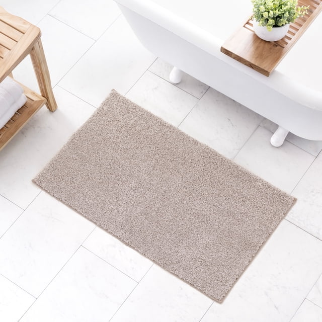 Better Homes & Gardens Ultra Soft Polyester Bath Rug, 23" x 39", Taupe ...