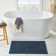 Better Homes & Gardens Ultra Soft Polyester Bath Rug, Plush Absorbent Bathroom Floor Mat with Skid-Resistant Backing, Machine Washable, 23" x 39", Blue Admiral