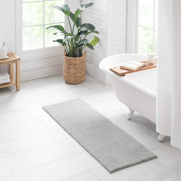Better Homes & Gardens Ultra Soft Polyester Bath Runner Rug, 20 x 60,  Soft Silver