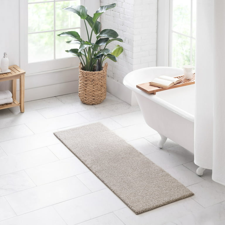 Better Homes & Gardens Ultra Soft Polyester Bath Runner Rug, 20 x 60,  Taupe Splash Heather 