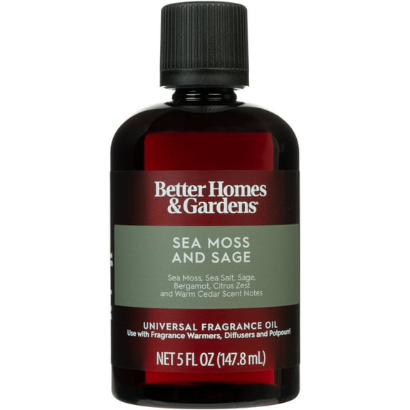 Better Homes & Gardens Universal Fragrance Oil, Sea Moss & Sage Scented, 5 fl oz, for use with Fragrance Oil Diffusers, Fragrance Warmers, Potpourri, and Wicking Fragrance Diffusers