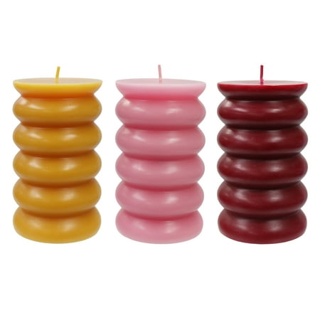 Better Homes & Gardens Unscented Pillar Candles, 3-Pack, 3x5 inches, Orange, Pink, Red