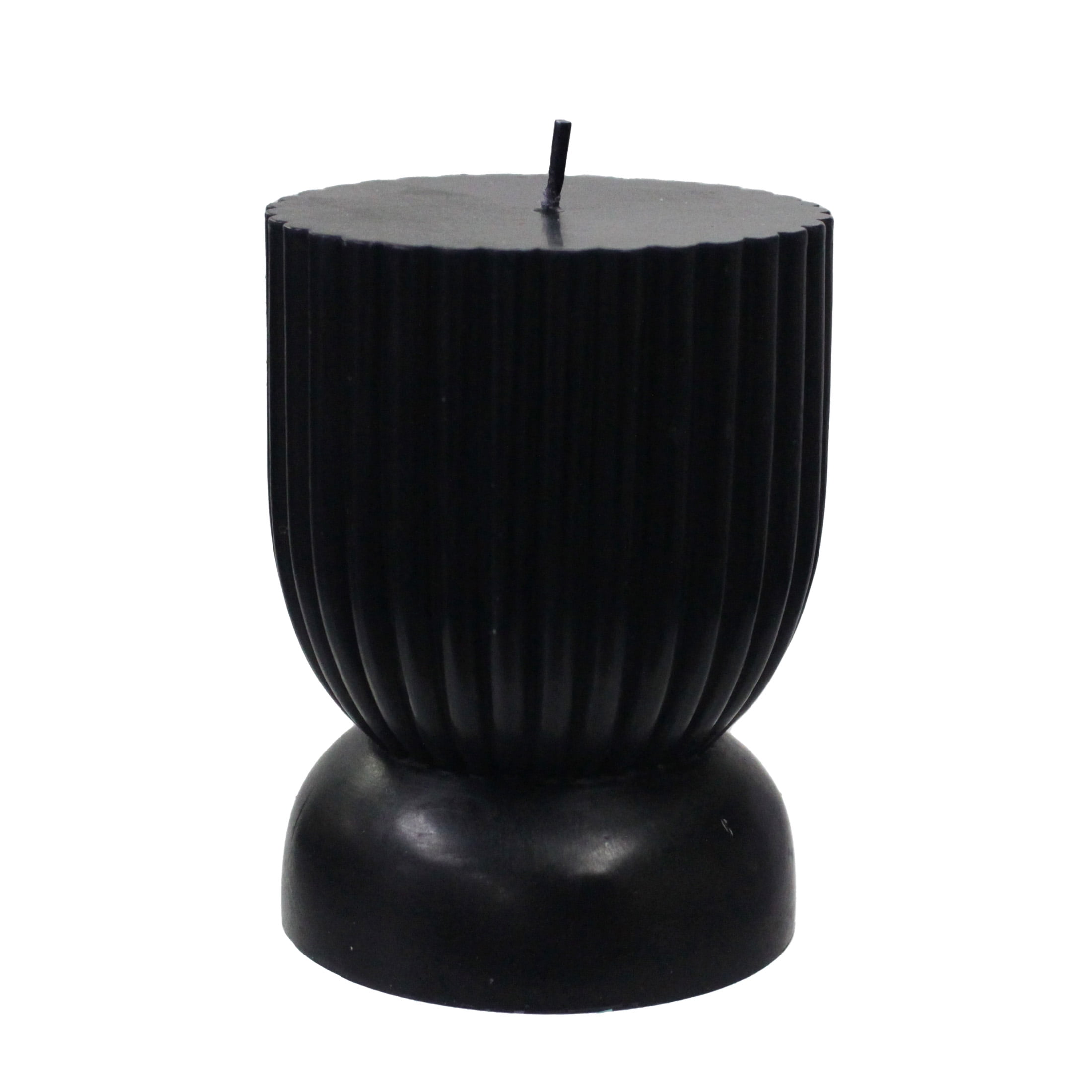 Better Homes & Gardens Unscented Ribbed Pillar Candle, Black, 3 in x 4 in