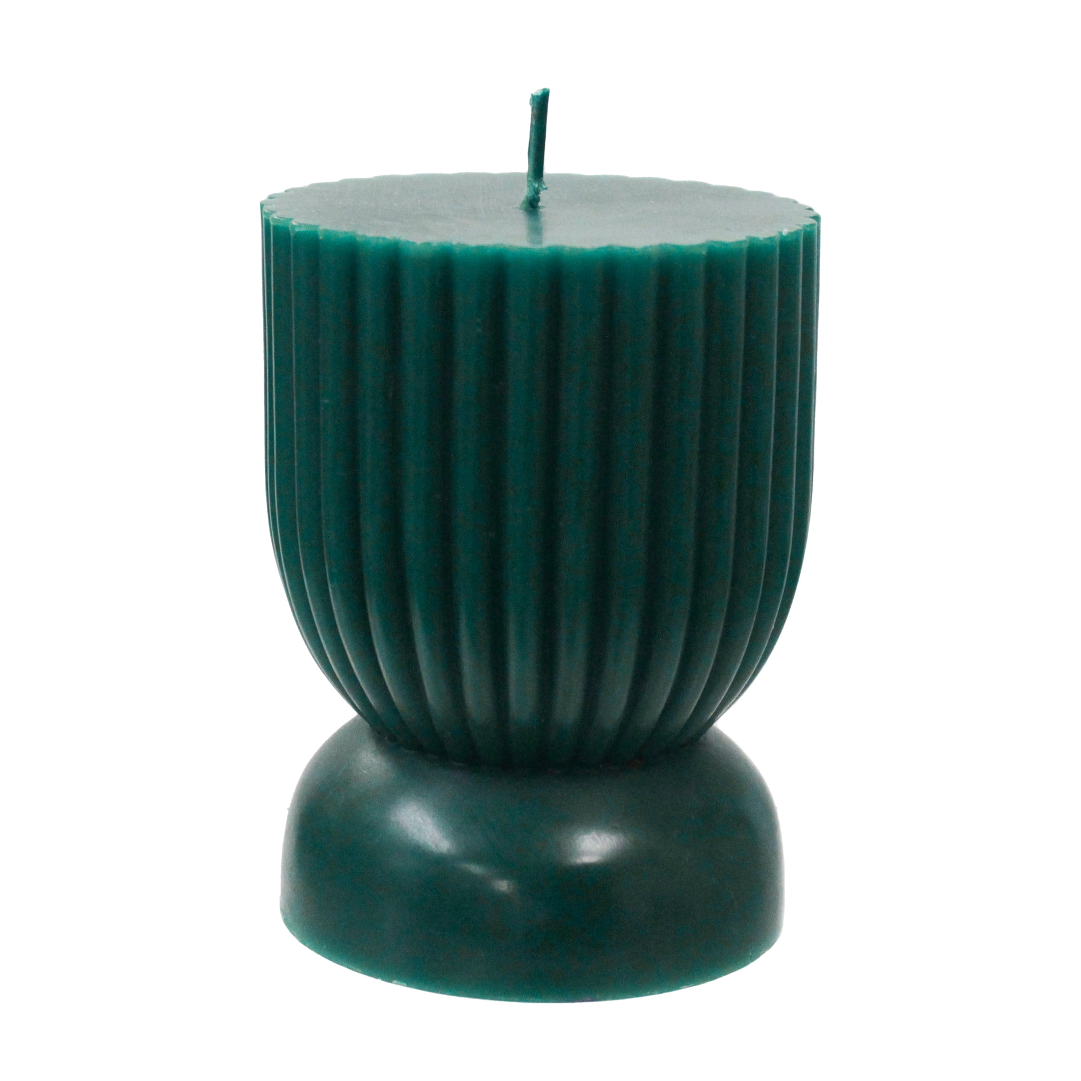 Better Homes & Gardens Unscented Ribbed Pillar Candle, 3x4 Inches, Green