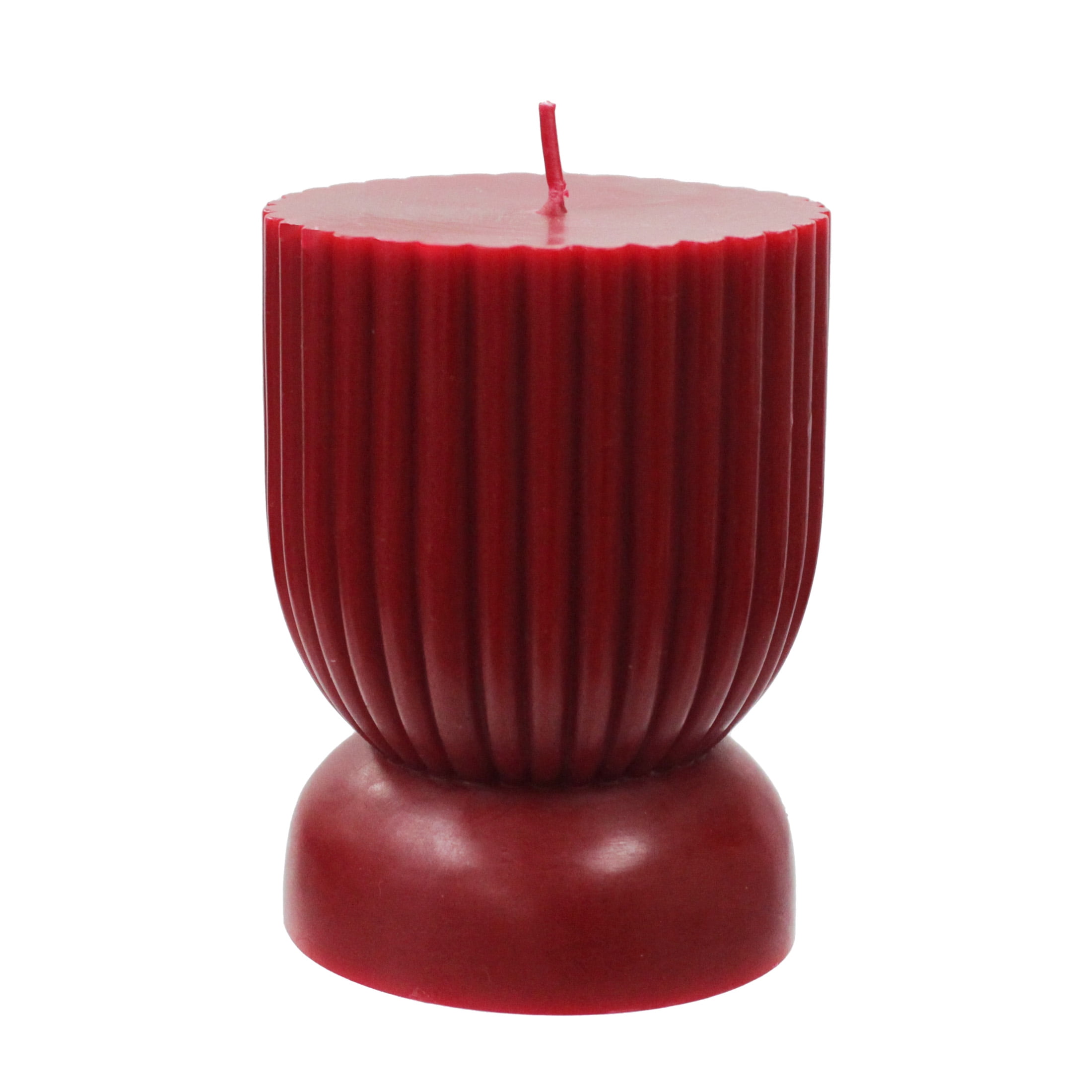Better Homes & Gardens Unscented Ribbed Pillar Candle, 3x4 Inches, Red