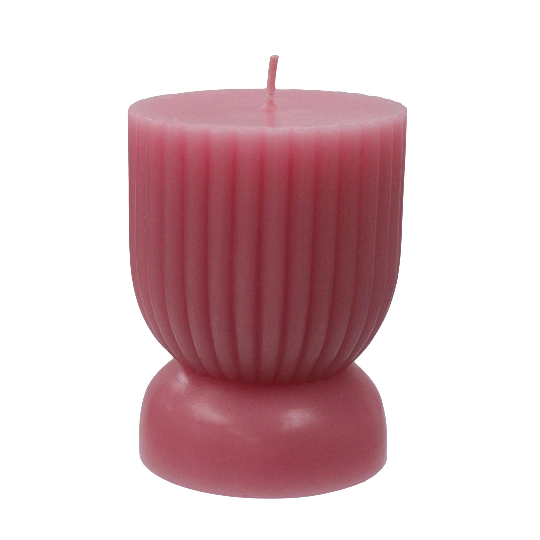 Better Homes & Gardens Unscented Ribbed Pillar Candle, 3x4 inches, Pink 