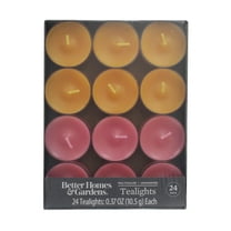 Better Homes & Gardens Unscented Tealight Candles, Orange, Pink, 24-Pack