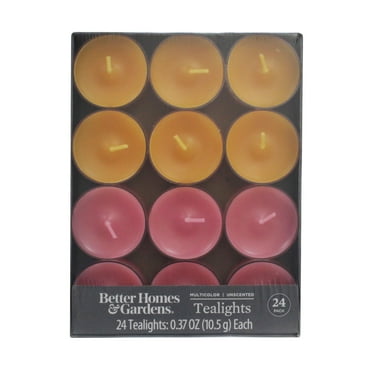 Better Homes & Gardens Unscented Tealight Candles, Orange, Pink, 24-Pack