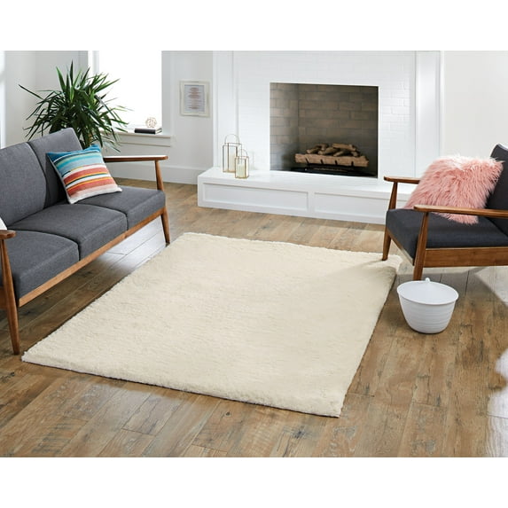 Better Homes & Gardens Vanilla Dream Cottonball Polyester Shag Rug, Multiple Sizes