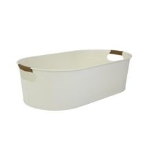Better Homes & Gardens - Vanilla White Medium Oval Galvanized Tub BH24100108683F9, 20.27 in L x 11.22 in W x 5.7 in H