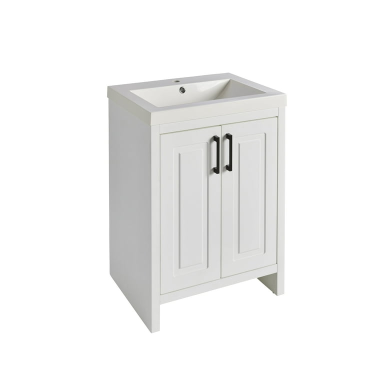 18 White Modern Corner Bathroom Vanity with Medicine Cabinet