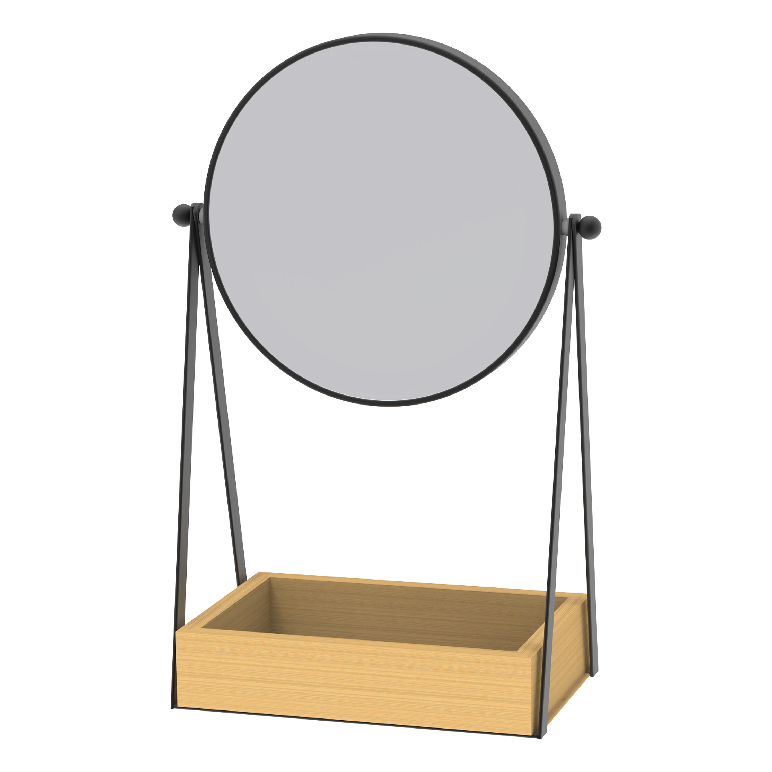 Better Homes & Gardens Vanity Mirror, 6.5in. Desk Mirror with 1X/3X Magnification and Bamboo Storage Tray