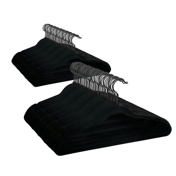 Better Homes & Gardens Velvet Clothing Hangers, 100 Pack, Black, Non-Slip, Space Saving