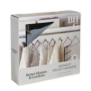Better Homes & Gardens Velvet Adult Clothing Hangers, 30 Pack, Grey, Non-Slip, Space Saving