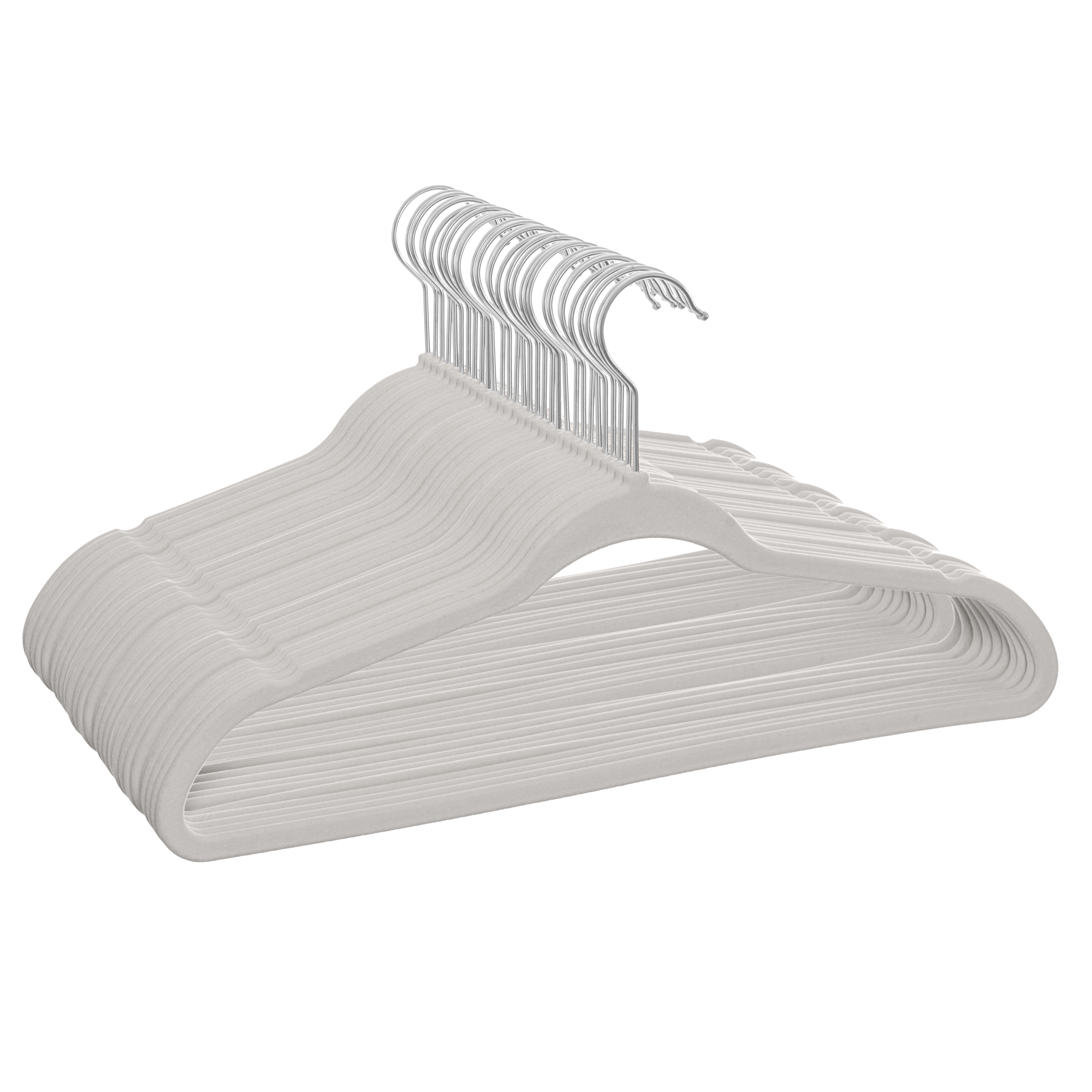 Better Homes & Gardens Velvet Adult Clothing Hangers, 30 Pack, Silver, Non-Slip, Space Saving