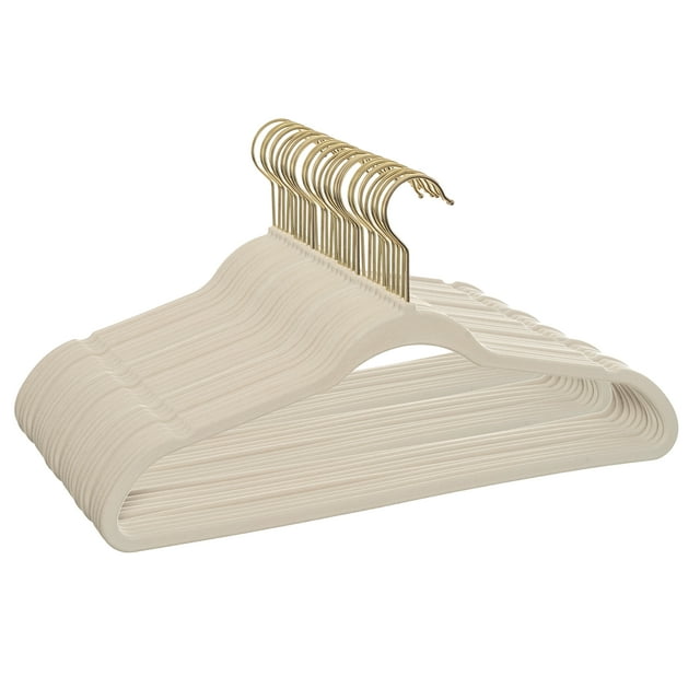 Better Homes & Gardens Velvet Clothing Hangers, 30 Pack, Beige, Non-Slip, Space Saving