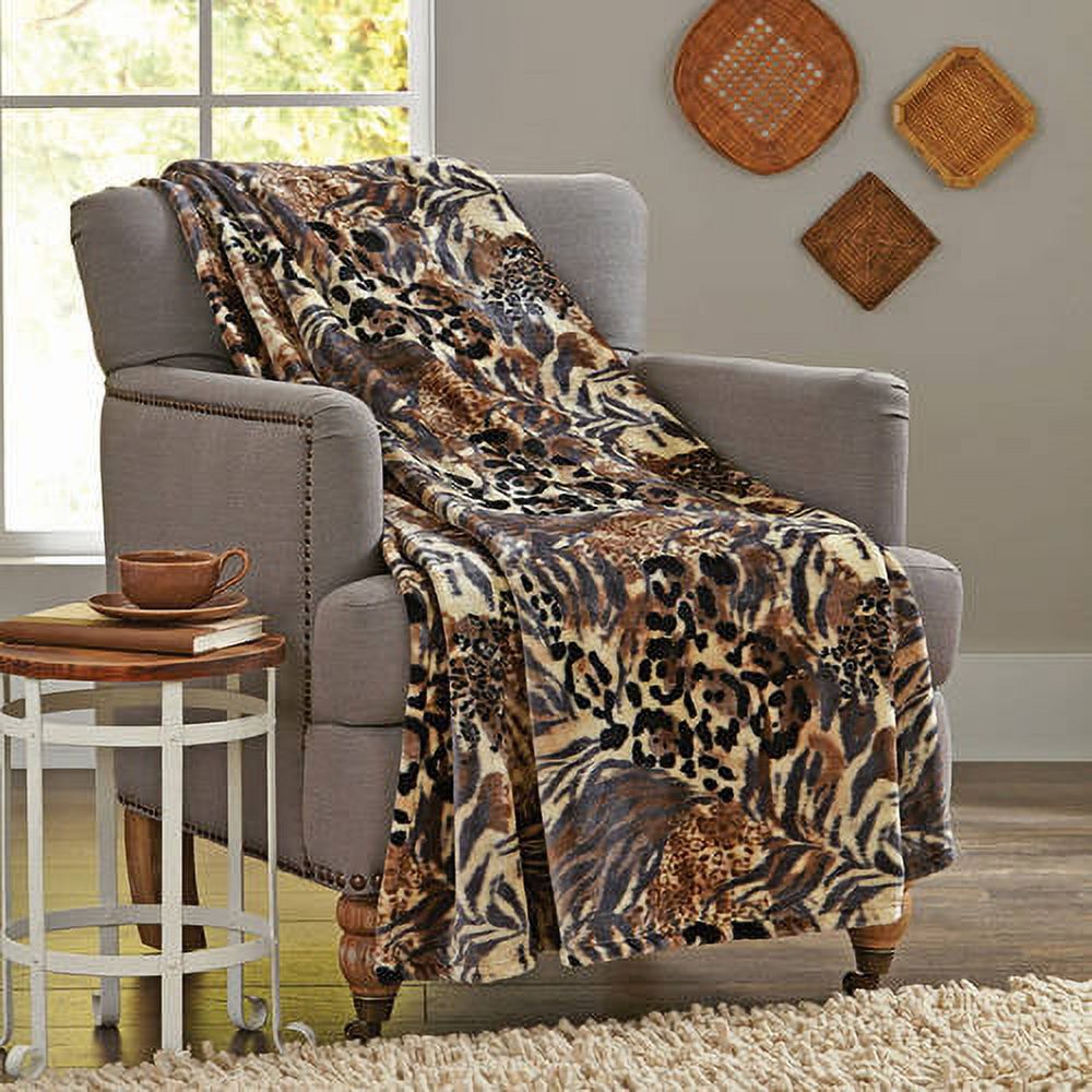 Better Homes & Gardens Velvet Plush Animal Print Throw Blanket, 50" x