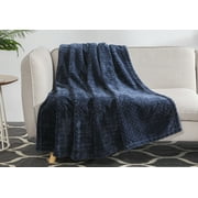 Better Homes & Gardens Velvet Plush Throw Blanket, Indigo Blue , Oversized Throw